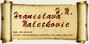 Hranislava Maletković vizit kartica